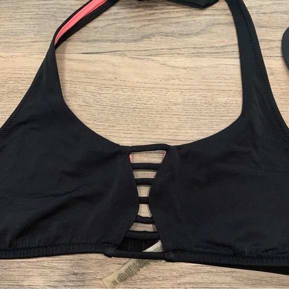 Victoria Secret PINK Black Swim Suit Tie Top Bra Inserts Bathing suit - Picture 2 of 8